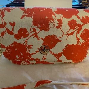 Tory Burch Floral Crossbody Bag in Red and White